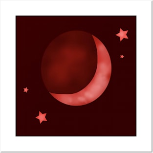 Red Crescent Moon Posters and Art